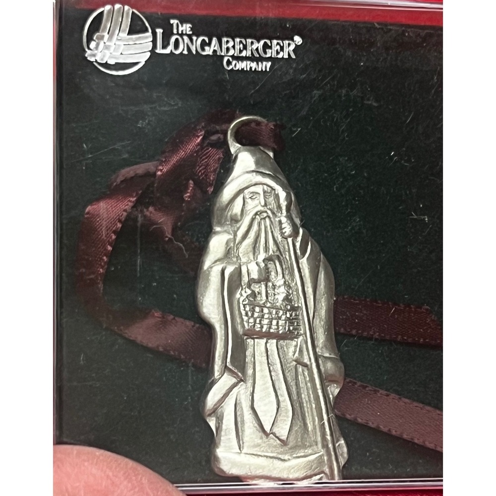 Longaberger 1993 Kriss Kringle Pewter Christmas Ornament St Nick Santa Series